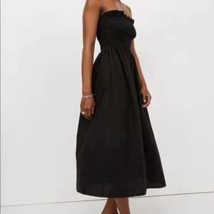 NWT black smocked midi dress